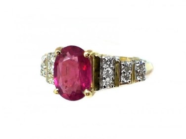 Ruby 1.67CT, Diamond: .52CT Ring 14k Yellow Gold