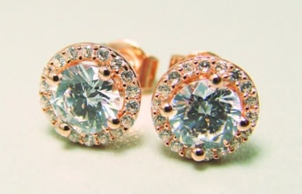 Creation Diamond Stud Earring 2.40Ct 18k R/g Over