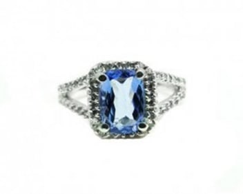 Natural Tanzanite & Diamond Ring 1.73Ct 14k W/g