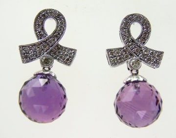 Amethyst Earrings 13.75CTDia:.42 14.17Ct 14kW/g