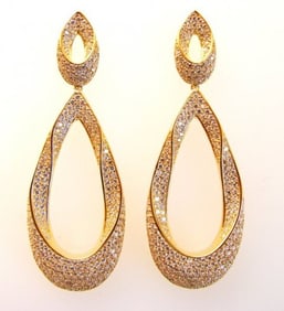 Creation Diamond Chandeliers Ear 5.85Ct 18k Y/g Overlay