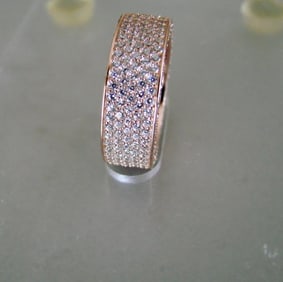 Creation Diamond Eternity Ring 3.16Ct 18k R/g Overlay
