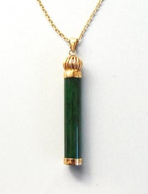 Natural Jadeite Jade Pendant 1A 14K Y/g