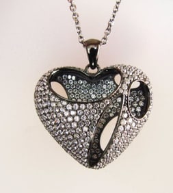 Creation Diamond Heart Pendant 2.40Ct 18k B/g Ovelay