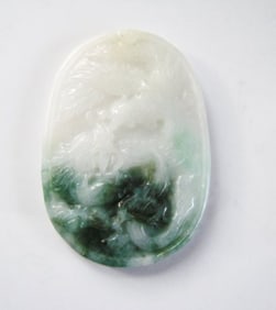 Natural green jadeite jade Dragon and Phoenix Grade A