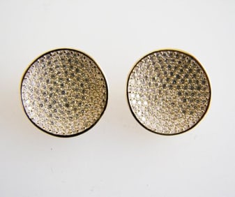 Creation Diamomd Stud Earrings 2.00Ct 18k Y/g Overlay