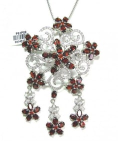 Natural Garnet Pendant 47.15Ct 18k W/g Overlay