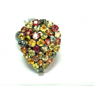 Natural Sapphire Multi Earrrings 6.42Ct 18k B/g Overlay