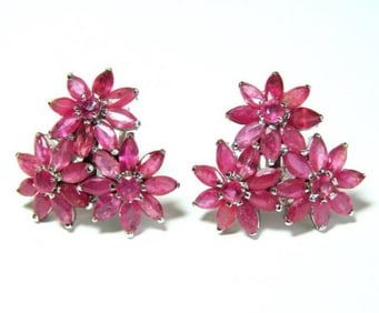 Natural Ruby Earrings 11.08Ct18k W/g Overlay