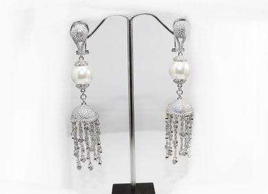 Creation Diamond Earrings 3.57CT 18k W/g Overlay