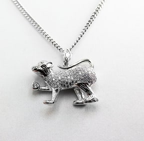 Monkey Figure Pendant 18K Whit Gold Overly Brass