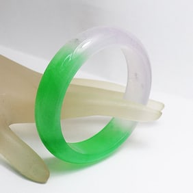 Translucent Solid Green/ Light Violet Chinese Jade Bang Size7