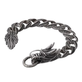 Man’s 925 Sterling Silver Dragon Head/Barron Bracelet
