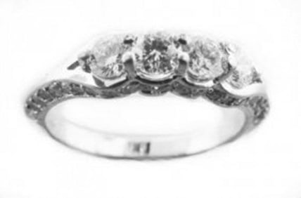 Engagement Diamond Ring : 1.48 Carat 14K White Gold