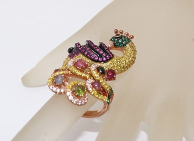 Multi-Color Creation: Diamond Ring 3.55 Carat 14k R/g Overlay 925 Silver