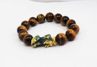 Natural Tiger Eyes /Dragon Figure Bead Bracelet