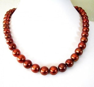 Chocolate Culture Pearl Necklace & Silver Ball Clasp