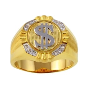 Man's Creation Diamond Ring Tow-Tone 18k Overlay 925