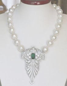 SouthSea Baroque Pearl 17-14mm,Necklace 18k W/g Overlay