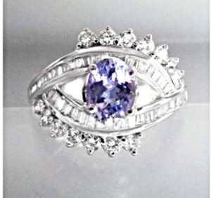 Tanzanite Ring: 1.20CT& Diamond: 1.10Ct 18k W/g