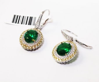 Green Garnet Creation Earrings 18k White
