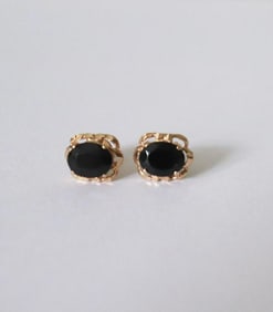 Natural Onyx Stud Earring 5.24Ct 18k R/g