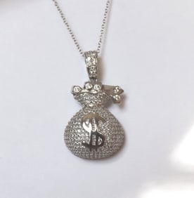 Hip Hop Money Bag Creation Diamond 1.50Ct 18k W/g Overlay