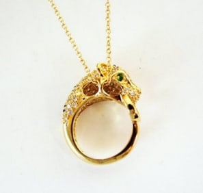 Creation Dia&Green Garnet 2.25Ct 18k Y/g Overlay