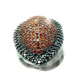 Ring Garnet/Orange Sapphire 3.10Ct 18k B/g Overlay