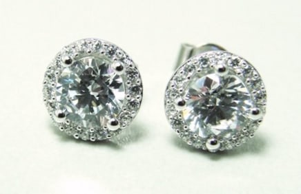 Creation Diamond Stud Earring 2.40Ct 18k W/g Over