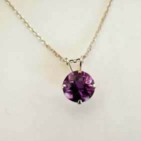 Pendant Amethyst Round 1.34Ct 14k W/g