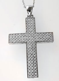 Cross Pendant Dia: Creation 2.48Ct 18k W/g Overlay