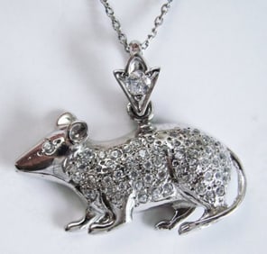 Mice Pendant Diamond Creation 1.20Ct 18k W/g Over