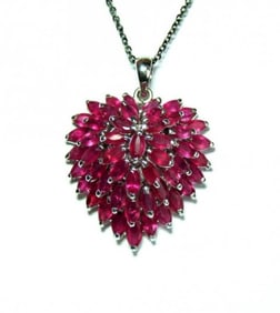 Natural Ruby Marquise Pendant 13.45Ct 18k W/g Overlay 925 Silver
