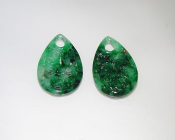Natural Jade Jadeite Carved Earrings Grade: "A"