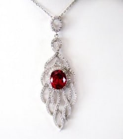 Creation Daimond Ruby Pendant 8.25Ct 18k W/g Overlay