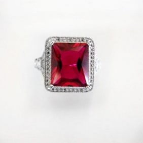 Creation Daimond Ruby Ring 8.61Ct 18k W/g Overlay