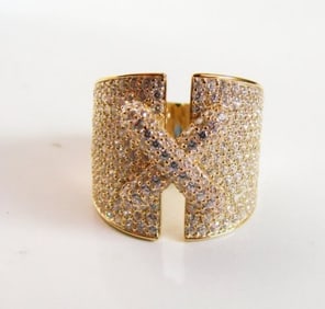 Creation Diamond Ring 3.20Ct 18k Y/g Overlay