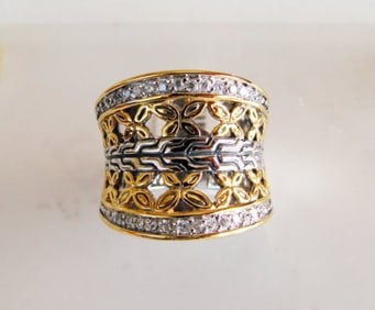 Creation Diamonds Ring .50Ct 18k W-Y/g Overlay