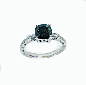 Enhanced Blue Diamond Ring 1.81 Carat 14k W/g