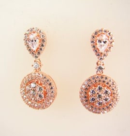 Creation Diamond Earrings 2.00Ct 18k R/g Overlay