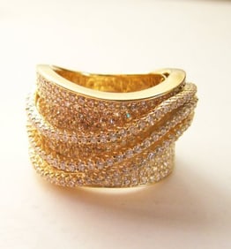 Creation Diamond Ring 5.68Ct 18k Y/g Overlay