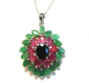 Natural Gems Multicolor Pendant 6.85Carat 18k W/g Overlay