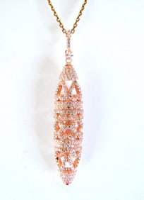Creation Diamond Pendant Drop 3.20Ct 18k R/G Overlay