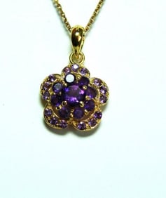 Natural Amethyst Pendant 1.98Ct 18k Y/g Overlay