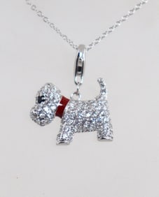 Dog Pendant 1.35 Creation Diamond 18k White gold Over