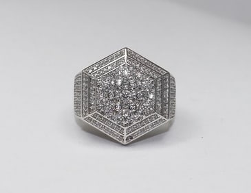 Man's Creation, Diamond Ring 5.11 Ct 18k W/g Overlay