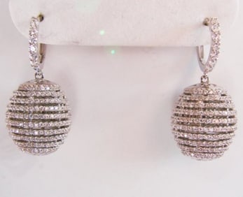 Creation Diamond Dangle Earring 2.45Ct 18k W/G Overlay 925