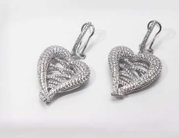 Creation, Diamond Earrings 5.63Ct 18k W/G Overlay