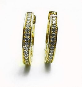 Creation Diamond Hoop Earrings 2.00Ct 18k Y/g Overlay